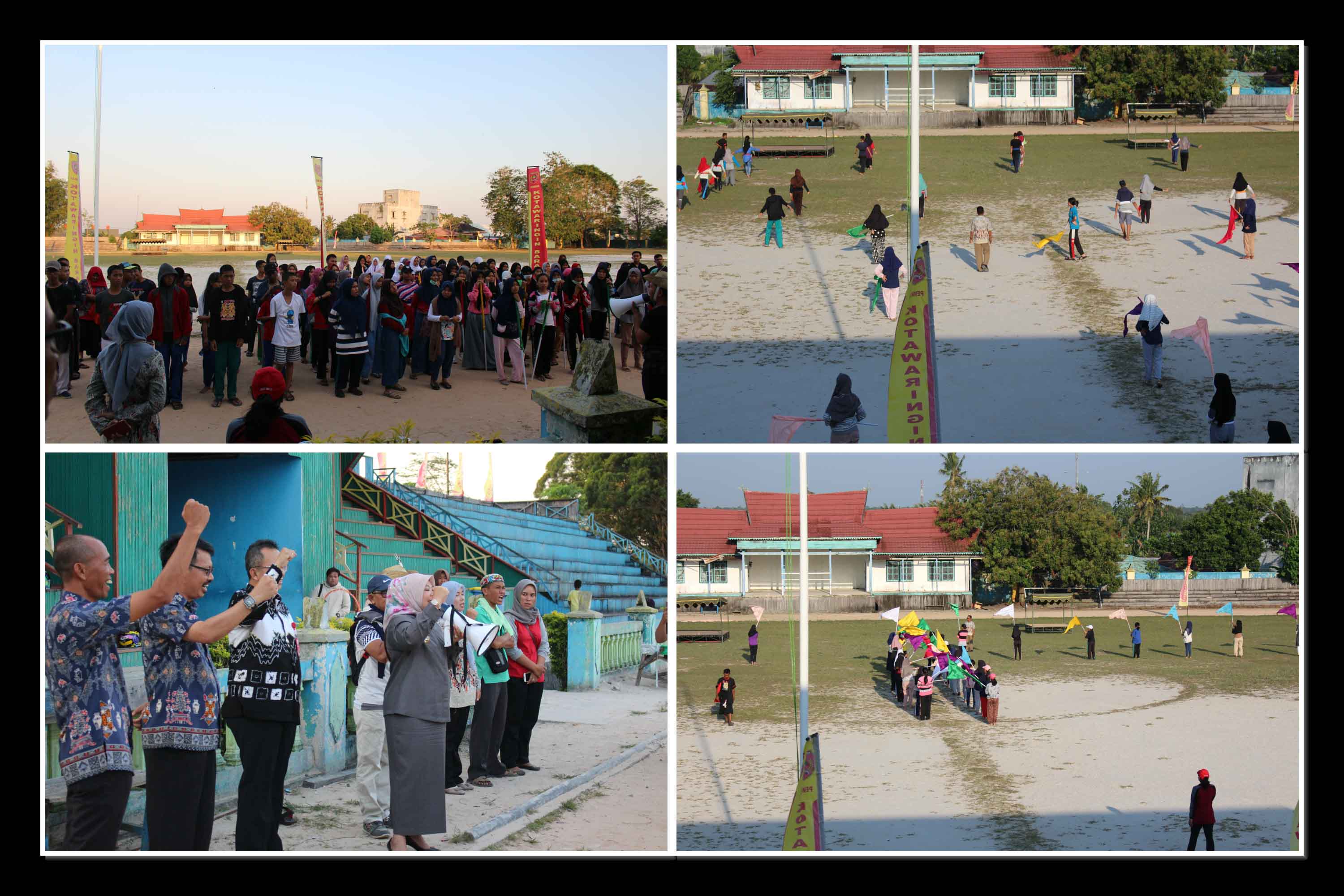 Bupati Kotawaringin Barat Hj Nurhidayah memberi semangat dan motivasi untuk para penari tarian kolosal.