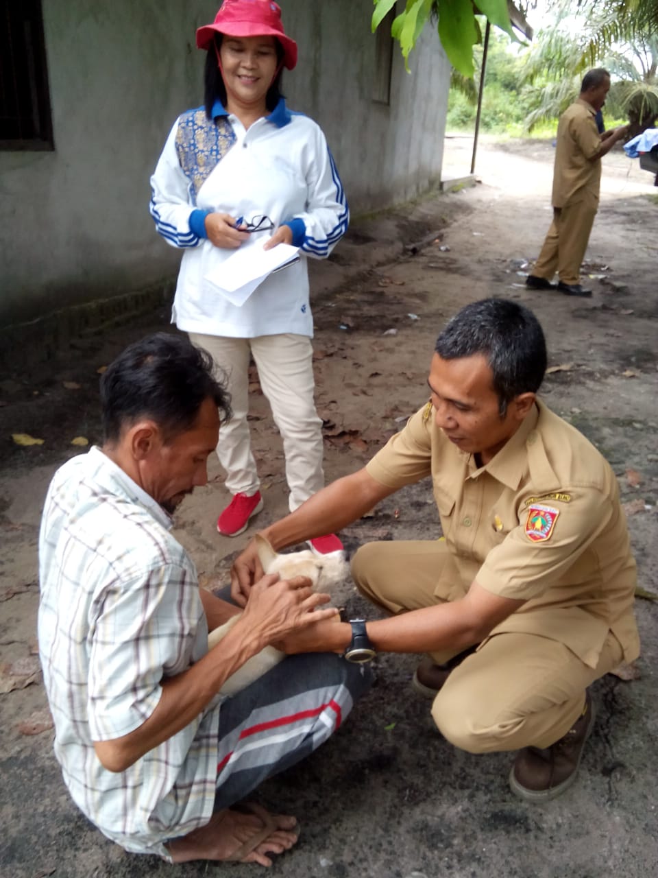 Petugas Dinas Peternakan dan Kesehatan Hewan sedang melksanakan pemberian vaksin Rabies