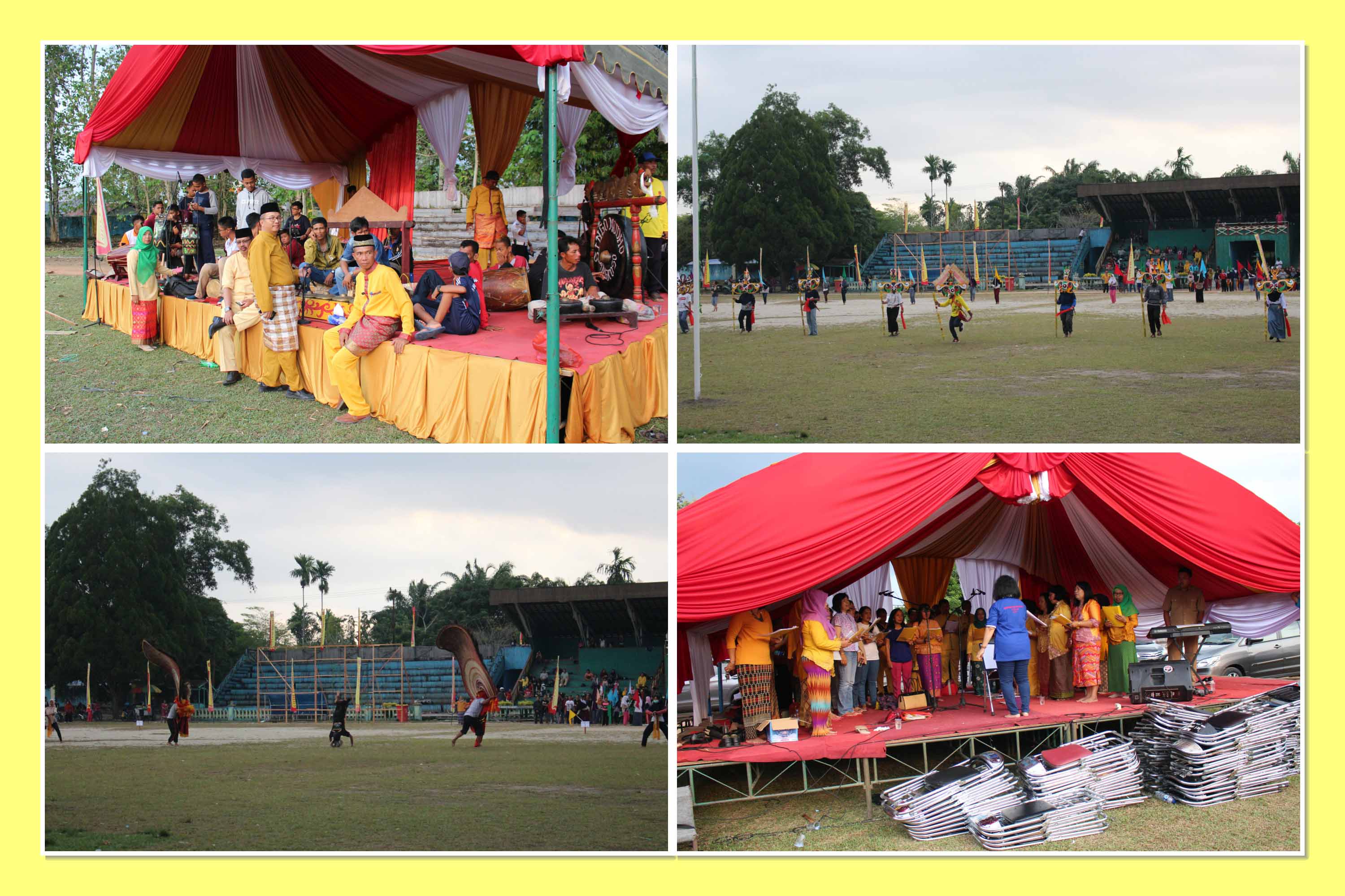 Beberapa tarian daerah terlibat dalam tarian kolosal ini, salah satunya tarian Dayak Pedalaman (Babukung) dan Tarian Reok Ponorogo, tidak ketinggalan Paduan Suara KORPRI dengan dirigen/konduktor Ibu Wajib Tati turut mengisi acara HUT Kabupaten Kotawaringin Barat ini seperti tahun-tahun sebelumnya. (Joy)